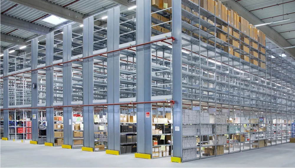 two-tier warehouse storage rack system